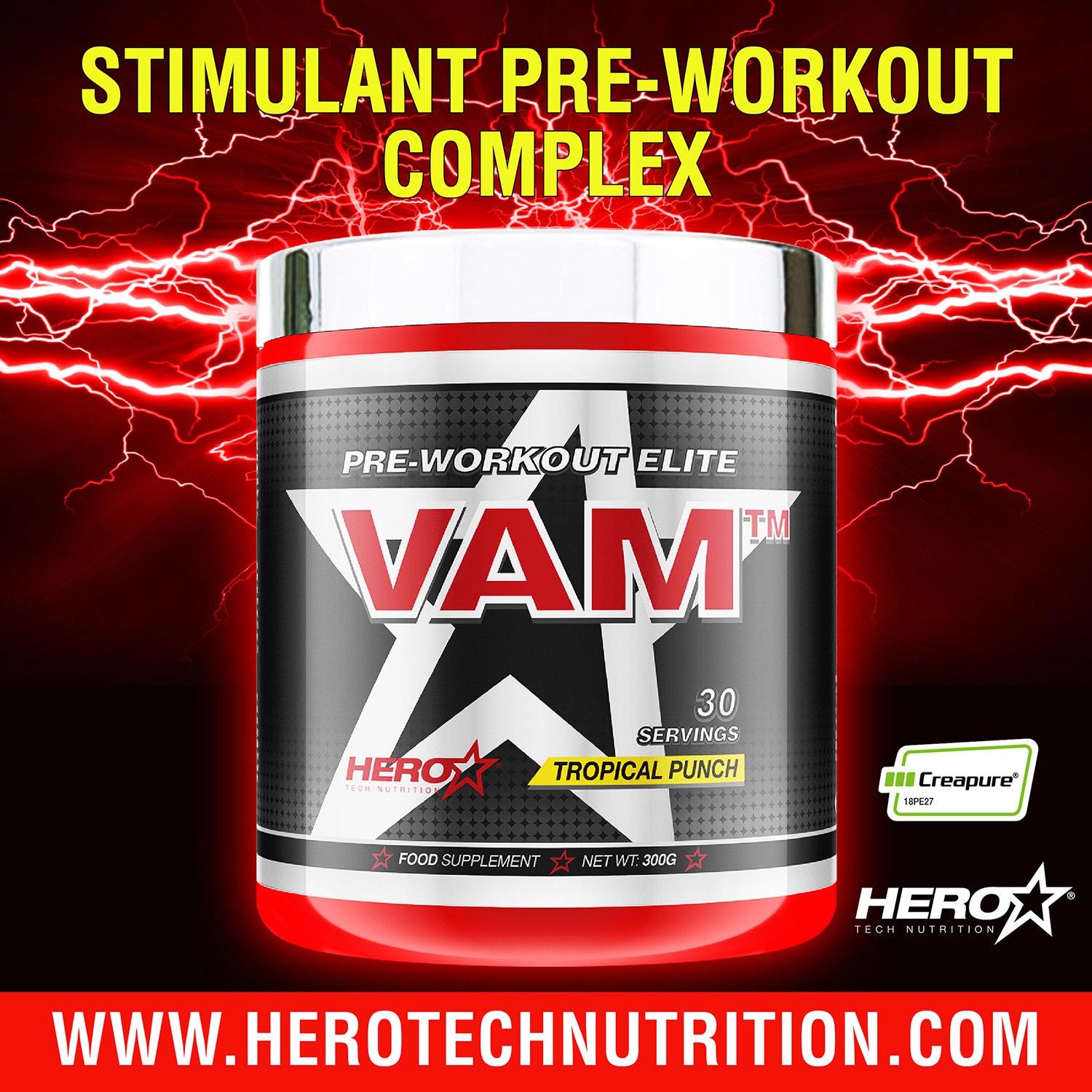 PRE WORKOUT VAM HERO TECH NUTRITION herotechnutrition